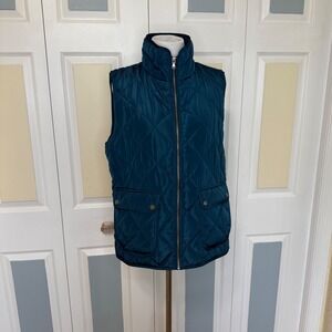 G.H. Bass & Co. Dark Teal Quilted Puffer Vest‎ - Women's Medium Full Zip Pockets